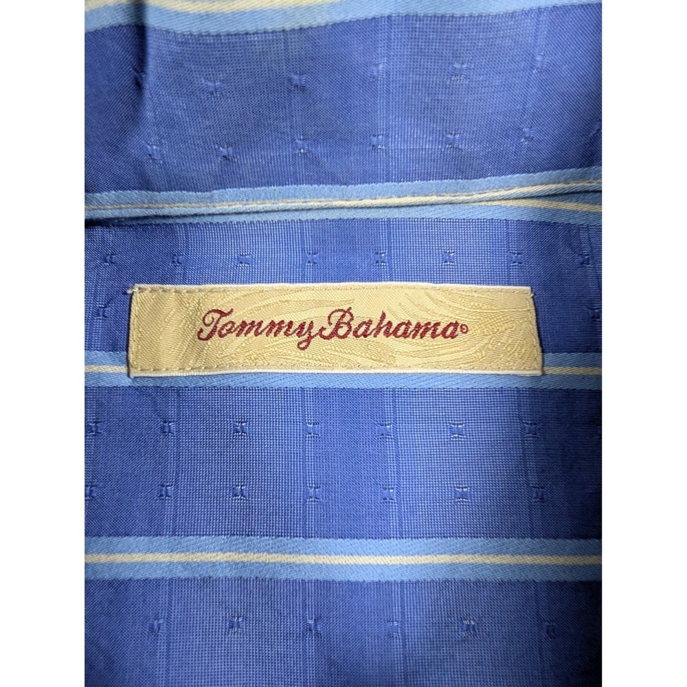 Tommy Bahama Shirt Mens Large Blue Striped Cotton Silk Long Sleeve Button - Picture 5 of 12